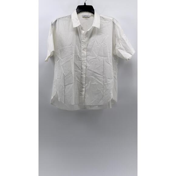 Calvin Klein Tops - CALVIN KLEIN Women’s White Solid Button-Up Short Sleeve Oversized Top SZ XS